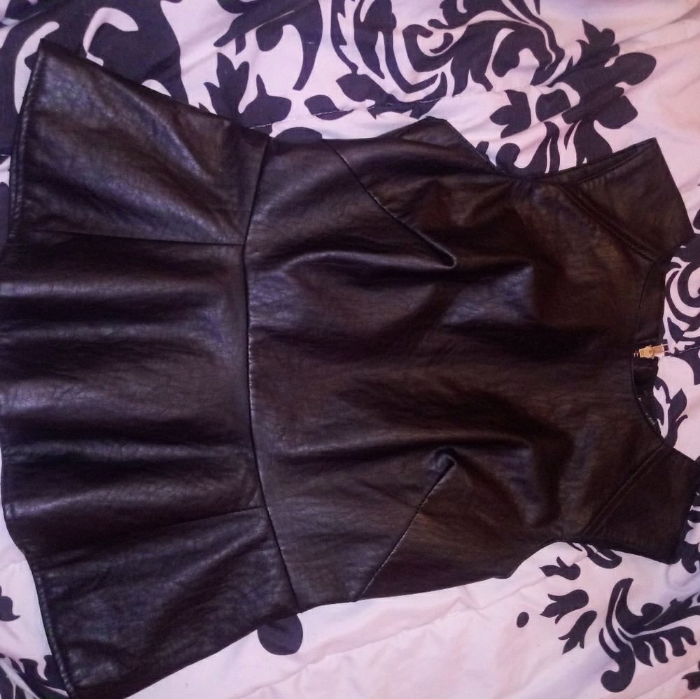 Faux leather fit n flair top